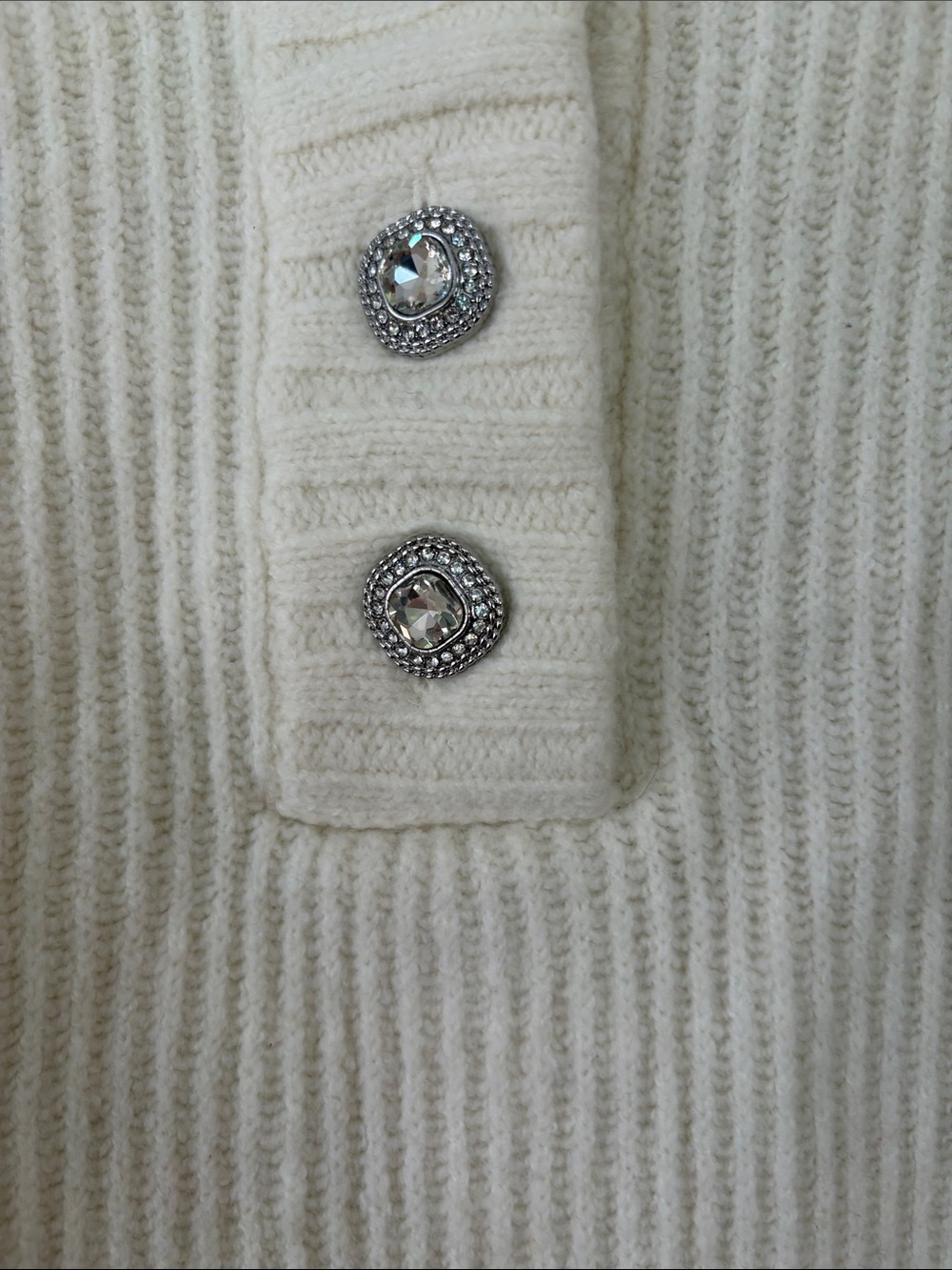 Talbots Cream Ribbed Button-Placket Sweater size LP - Picture 6 of 9